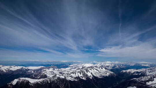 勃朗峰阿尔卑斯山法国山脉雪峰滑雪延时