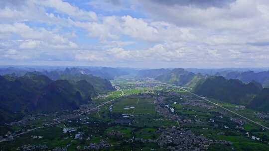 航拍广西山区农村山脉山川山峰群山自然风光