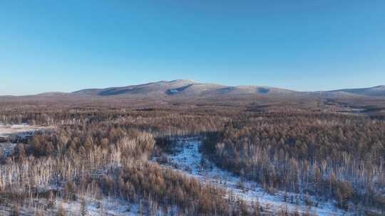 大兴安岭冬季山川森林雪景