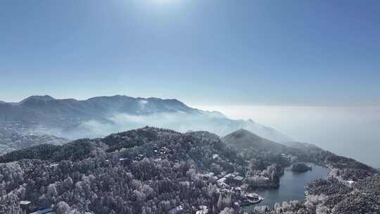 庐山风景区冬季自然景观雪后初霁航拍