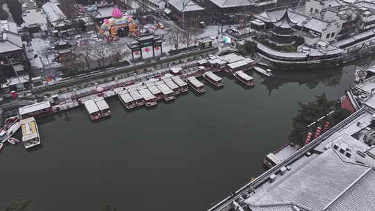 南京秦淮河夫子庙雪景