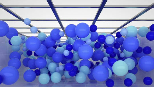 抽象蓝色灰色气球通道循环上升爆裂动态视频