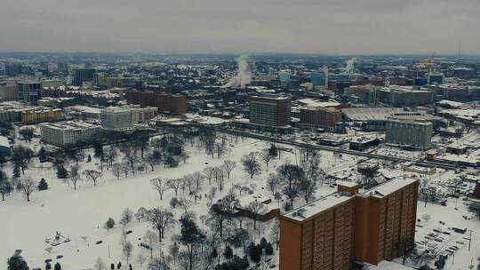白雪覆盖下的城镇视频素材模板下载