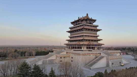 山西古代建筑鹳雀楼航拍