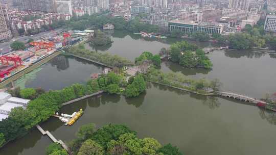 广州东山湖公园景色航拍素材