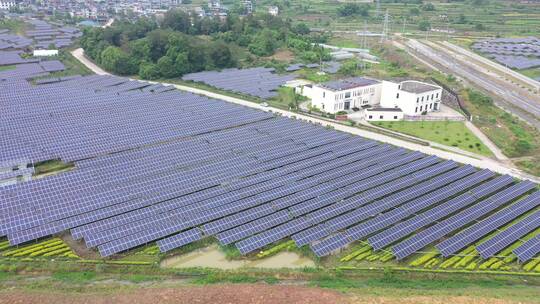 太阳能电池发电长高清4K清洁能源航拍