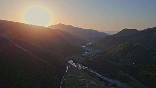 杭州富阳山川河流日出日落航拍