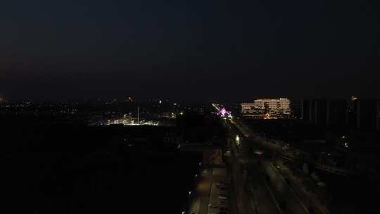 航拍 城市夜景 烟花 城市烟花 春节 夜晚