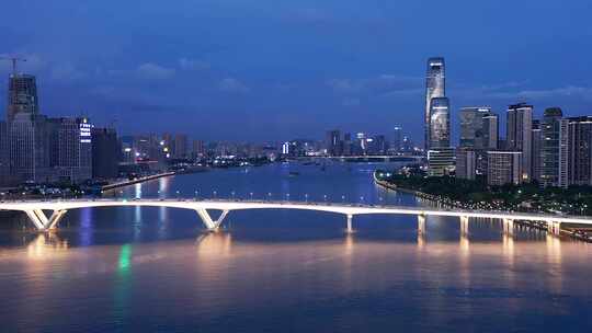 广州夜景航拍-琶洲大桥
