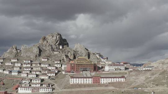 西藏孜珠寺4k高清大疆航拍D-log素材