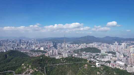 广东珠海城市大景蓝天白云天际线航拍