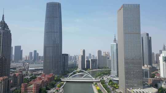 天津城市建设海河风光航拍