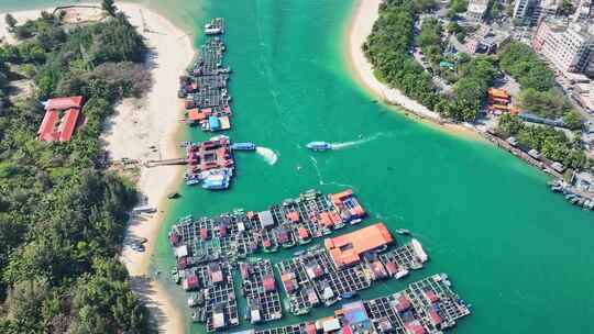 海南陵水疍家鱼排玻璃海海湾玻璃海航拍