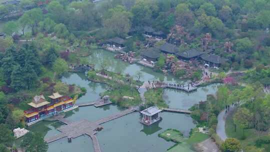 航拍烟雨江南扬州瘦西湖风景区