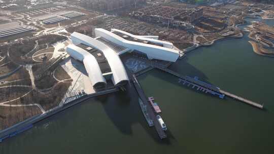 天津滨海国家海洋博物馆城市建筑风光航拍