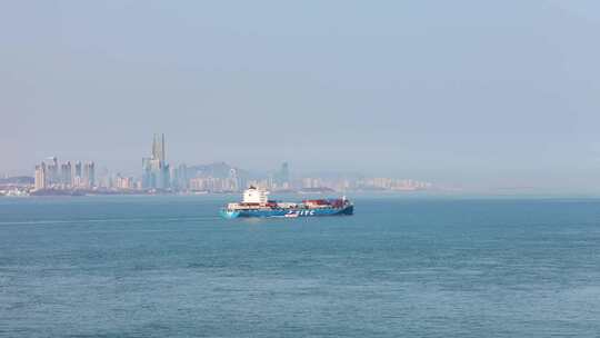 青岛海边公路日落晴天大海郊外