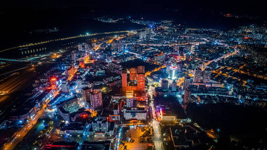 辽宁本溪城市夜景航拍