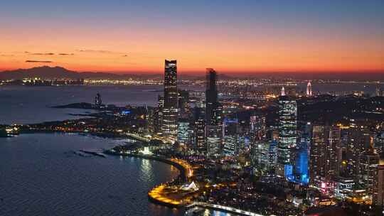 青岛夜景航拍青岛城市夜景航拍视频素材模板下载