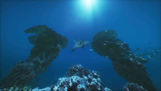 曼塔·雷游过珊瑚礁