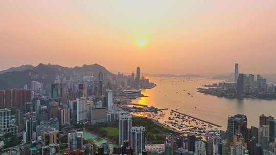 向上抬升拍摄香港全景日景航拍4K60P视频素材模板下载