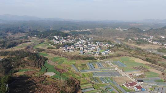 航拍春耕农业种植农田乡村