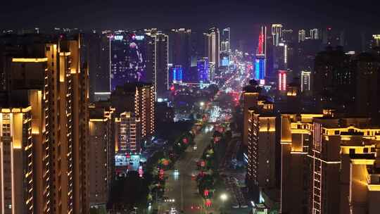 江西上饶城市夜景灯光交通航拍