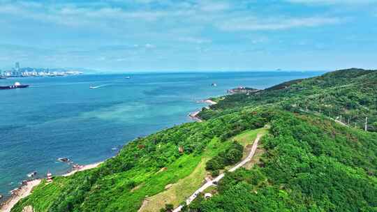 海边滑翔伞青岛风光青岛航拍