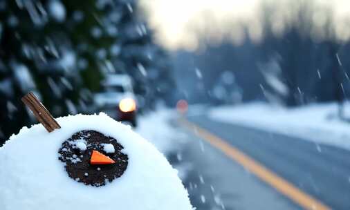 道路旁的雪人特写 (3)