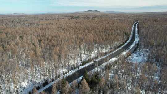 吉林白山市G331国道林海雪原风光航拍