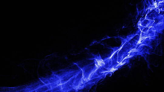 黑色背景蓝色发光粒子烟雾特效创意动态视频