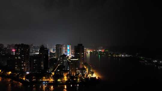 航拍四川乐山夜景