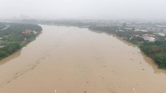 航拍河流洪水泛滥视频素材模板下载