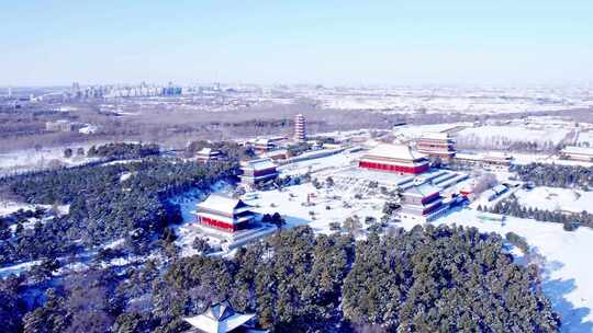 松原龙华寺雪景航拍