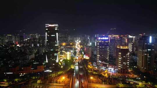 航拍福建莆田城市夜景