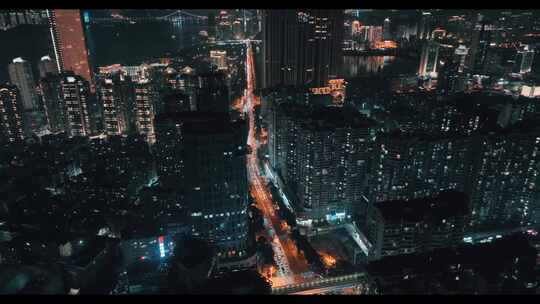 厦门城市夜景航拍视频素材模板下载