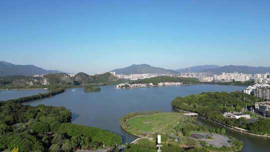 航拍广东肇庆星湖风景区