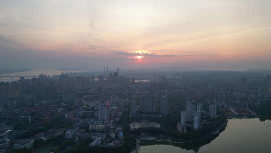 江西九江日出九江大景航拍