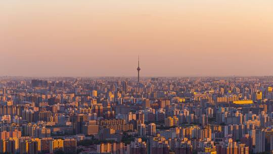 北京天际线 中央电视塔 日转夜 日落夜景