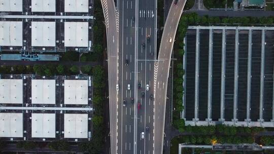 城市公路车流交通航拍