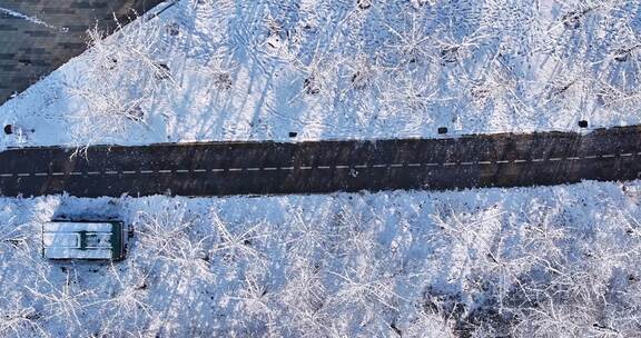 长沙湘江江岸雪景航拍