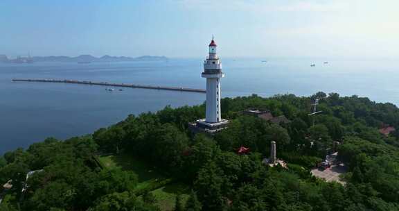 烟台城区烟台山航拍