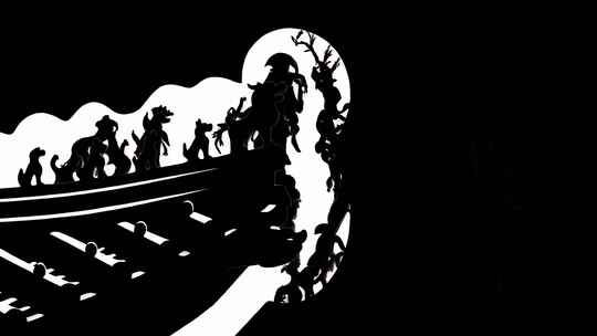 古代宫殿屋檐脊兽剪影