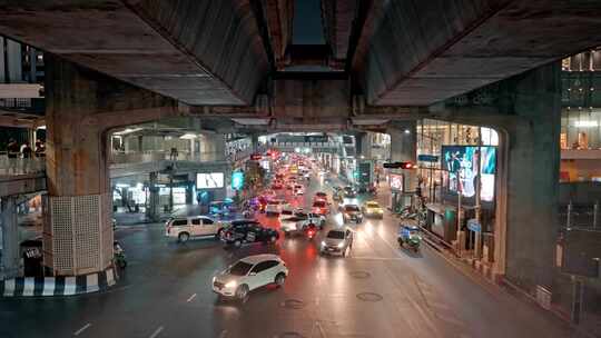 曼谷夜晚街景视频素材模板下载