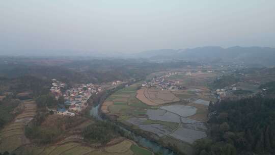 航拍乡村田野自然风光