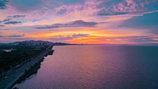 太湖南岸夕阳延时