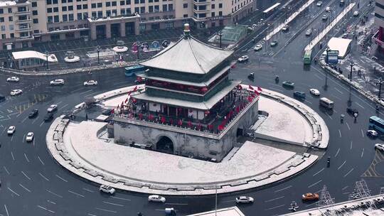 西安钟楼雪景