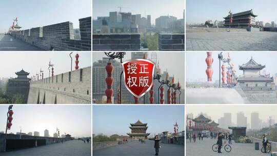 西安城墙实拍合集视频素材模板下载