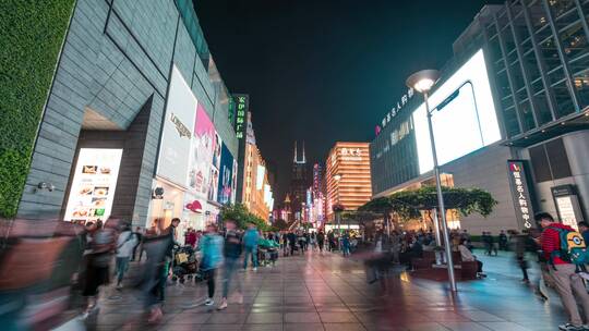 上海南京东路移动大范围延时视频素材模板下载