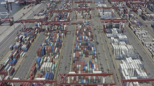 【原创4K】货运港口码头航拍视频素材模板下载