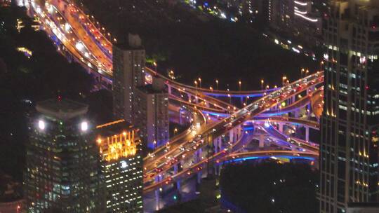 上海延安西路夜景车流